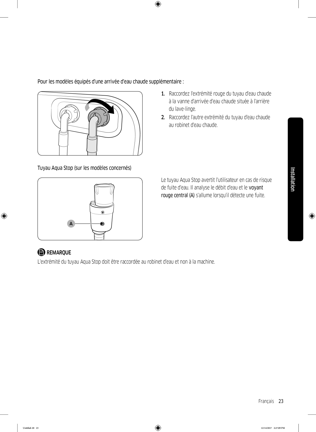 Samsung WW10M86GNOA/EF manual Français 23  